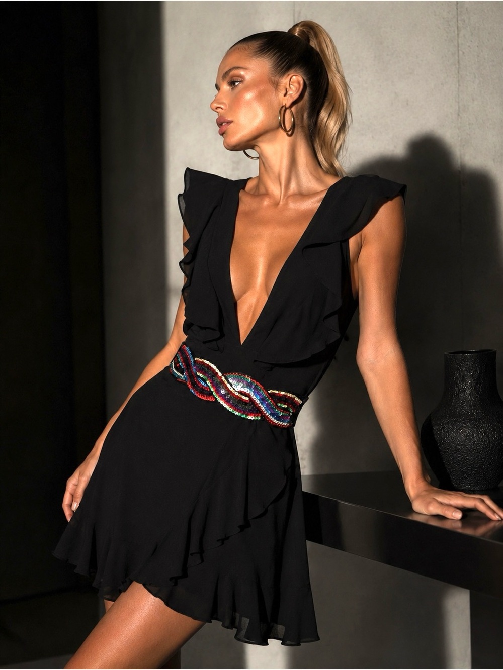 Milor Multicolor Sequin Braided  Belt